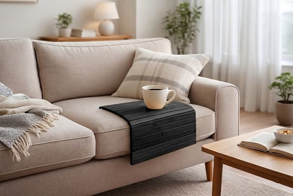 Armstöd för soffa, soffa, dyna, överdrag, resår, bambubricka (svart)