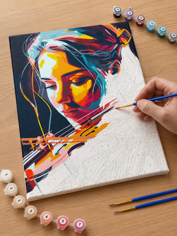 Målning med siffror med ram Violinist 40x50 cm