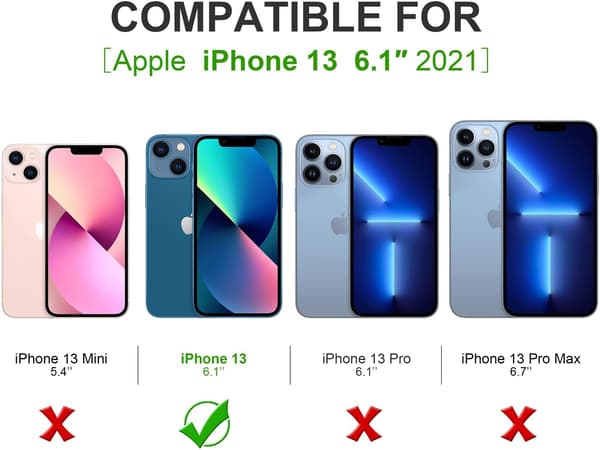ETUI TIL APPLE IPHONE 13 TRANSPARENT 3X HÆRDET GLAS HOLDBART