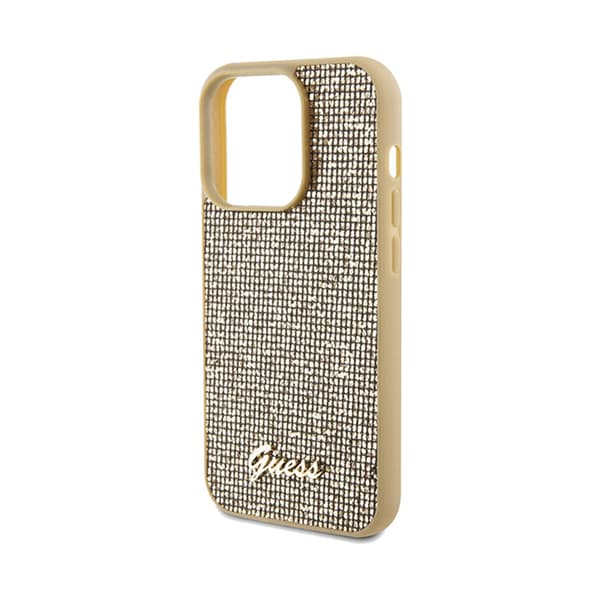 Guess Disco Metal Script - iPhone 14 Pro Max -suojakuori (kulta)