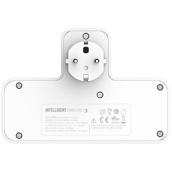 Beline jatkojohto LED-taustavalolla 2xUSB-A/USB-C/2xAC valkoinen
