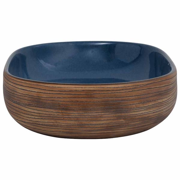 vidaXL bordvask, brun og blå, oval, 59x40x14 cm