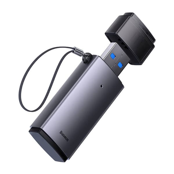 Baseus Lite Series SD/TF hukommelseskortlæser, USB (grå)