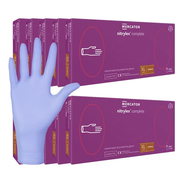 Nitrilhandsker XL lilla Mercator Nitrylex Complete 100 stk. karton 10-pak