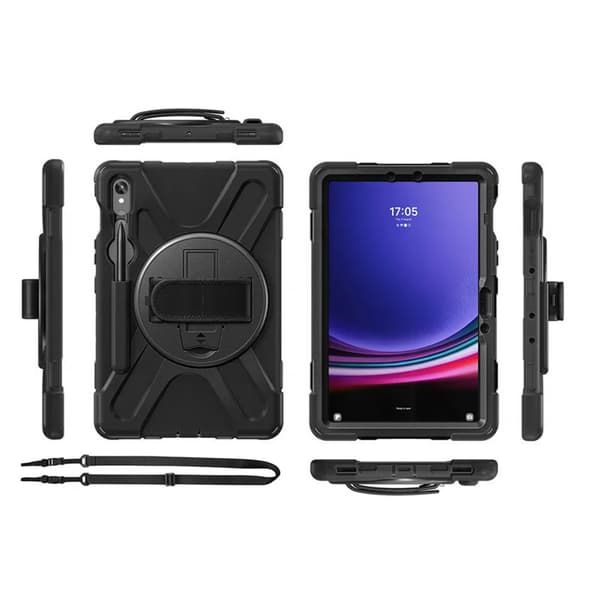 Panseretui med holder og strop til Galaxy Tab S9/ S9 FE (sort)