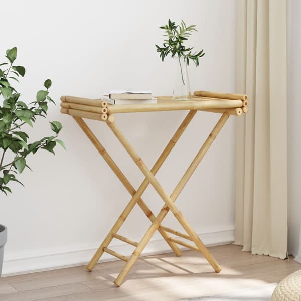 vidaXL Hopfällbart trädgårdsbord med bricka 70,5x42,5x80 cm bambu