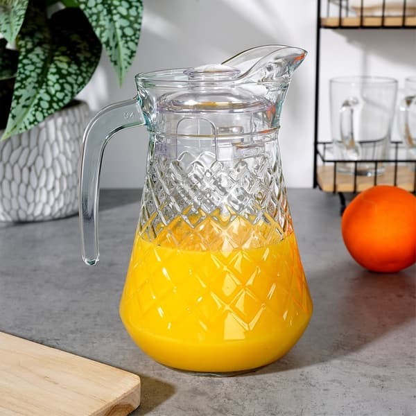 Glaskanna med lock 1,4 l + glas 6 st 200 ml