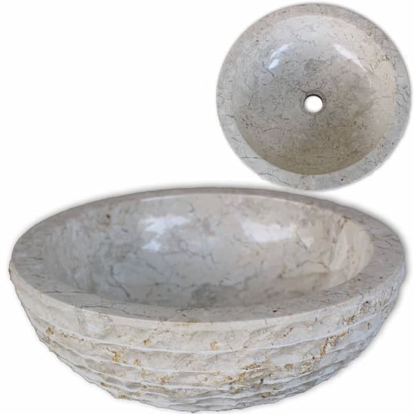 vidaXL marmorvask, 40 cm, cremefarvet
