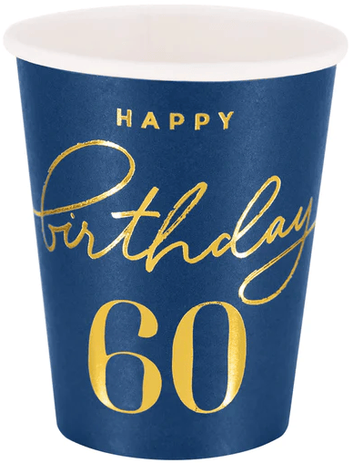 Fødselsdagskopper 60-års fødselsdag 220ml 6 stk.