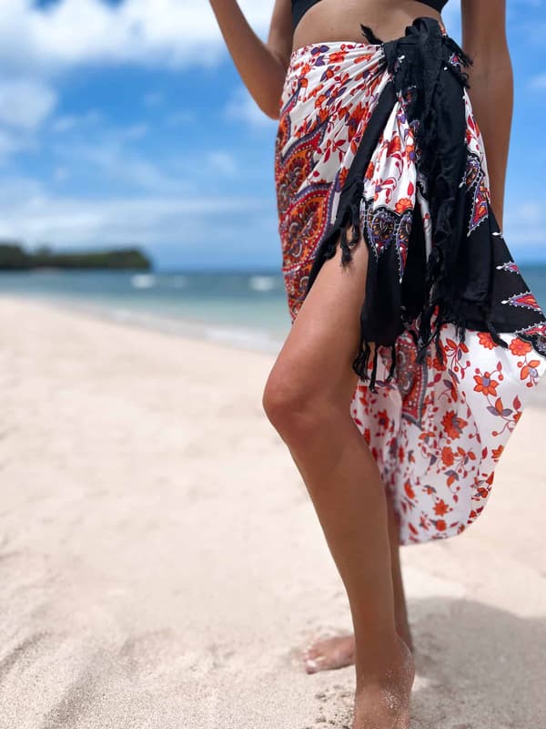 Pareo Strand Schal Mandala Orange-Vit