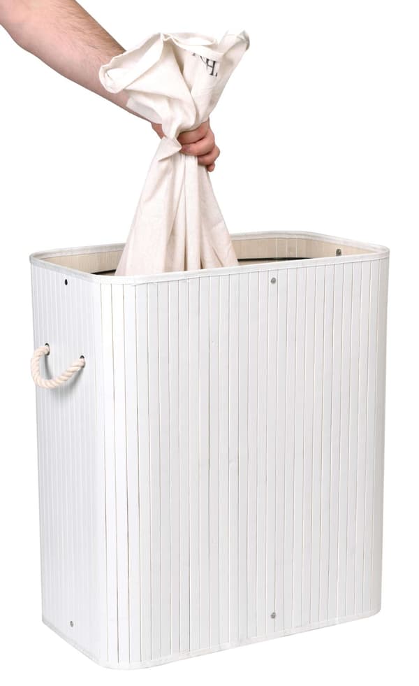 Bambuskurv med låg 100L 2 rum hvid