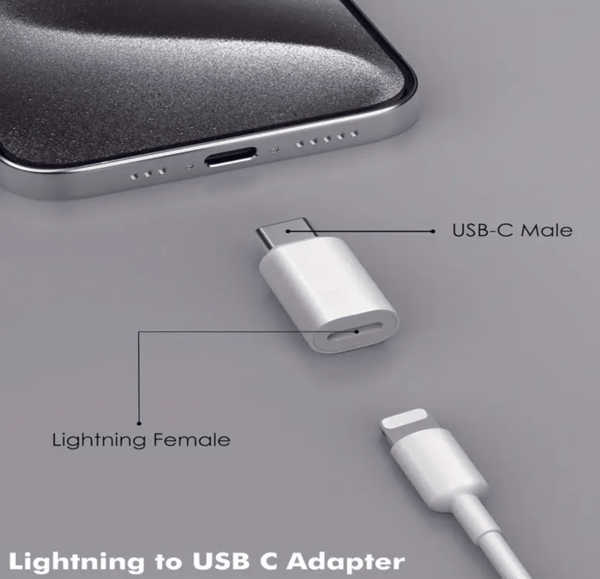 QICKTech Lightning-hona till USB-C-hane-adapter för laddning och dataöverföring