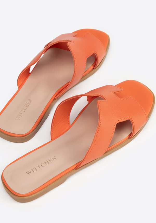 Wittchen Dam Läder H-formade Tofflor Orange Naturläder