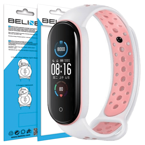 Beline Design Mi Band 7/6/5 armband vit-rosa