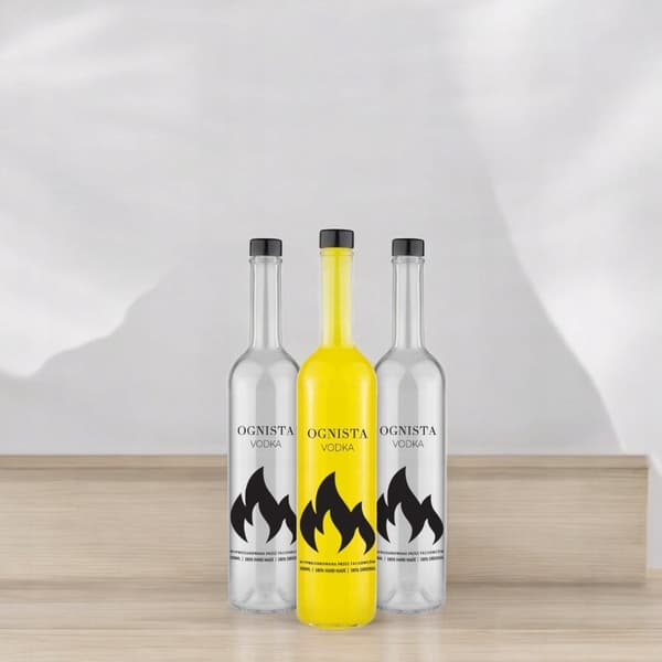 Glasflaska eldig vodka futura 500ml för vodka hembränt med tryck