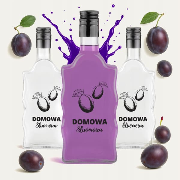 10x Wave-flaskor 500ml tryckt hemgjord Slivovitz alkohol hembräntflaska