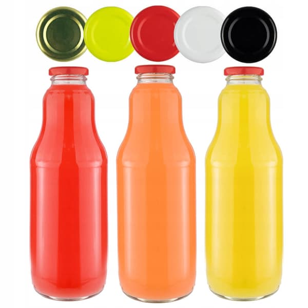 25x FRUKT Glasflaskor 1L Juice Mjölkflaska 1000ml + Lock