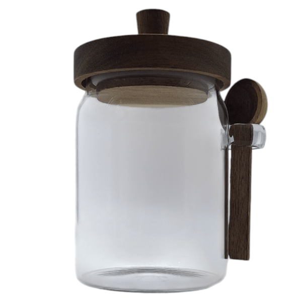 550 ml glasburk med bambulock och sked