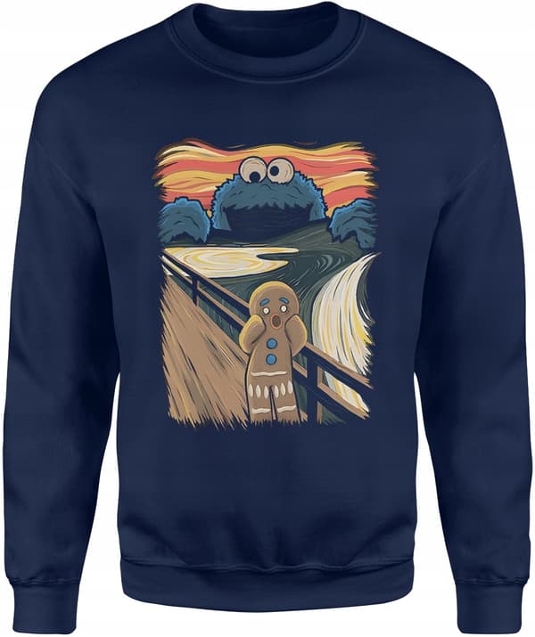 HERRESWEATSHIRT COOKIE MONSTER PEPPERKAGER MED PRINT