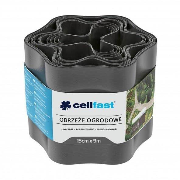 Trädgårdskant 15 cm x 9 m grafit CellFast