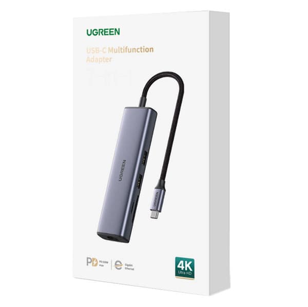 Sovitinkeskitin UGREEN Revok CM512, USB_C 2x USB 3.0:lle, HDMI, RJ45, SD/TF