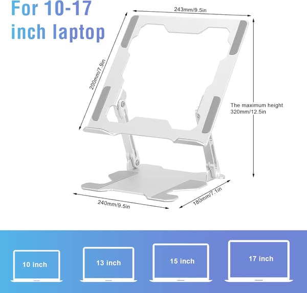 BÆRBAR STATIV JUSTERBART BORD SØLV ALUMINIUM FOLDBAR