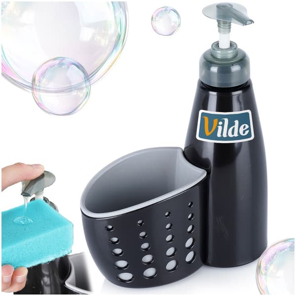 Diskmedelsdispenser med svampbehållare svart 370 ml
