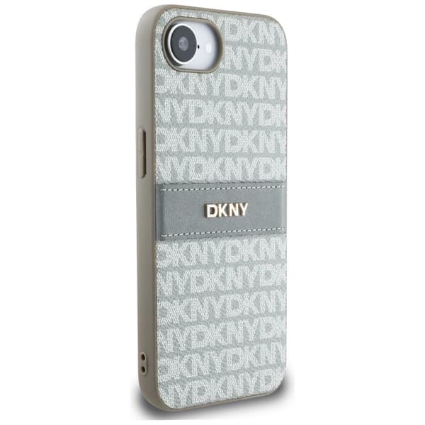DKNY Repeat Texture Pattern ja Tonal Stripe iPhone 16e -suojakuori - Beige