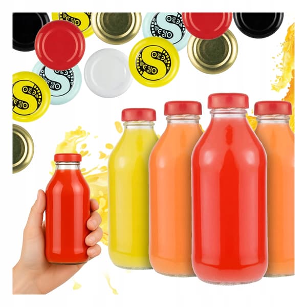 80x Pullo mehulle, mehulle, siirapille, 330ml pulloille, mehuhillolle + KANSI fi33