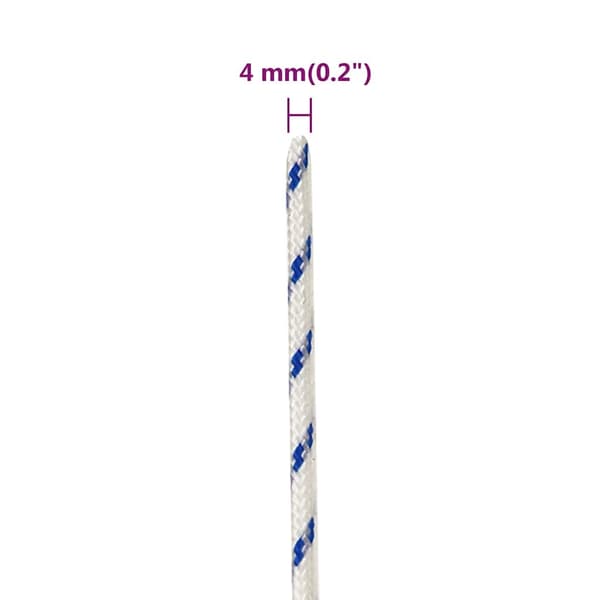vidaXL Segelrep, Vit, 4 mm, 25 m, Polypropylen