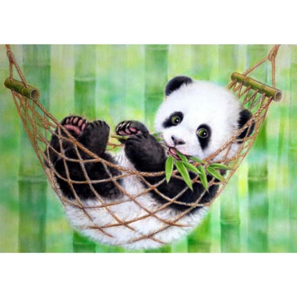 MALING EFTER TAL MED RAMME Billeder til maleri - Sød Panda 50x40 cm