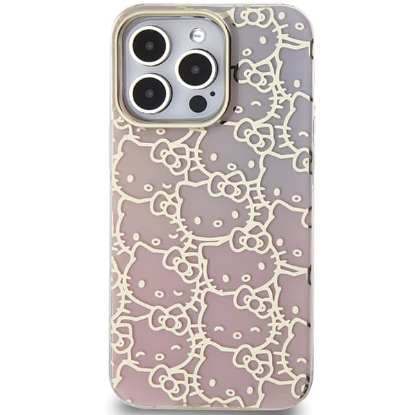 Hello Kitty HKHCP14LHCHPEP iPhone 14 Pro 6.1 rosa/rosa hårt skal IML Gradient Electrop Crowded Kitty Head