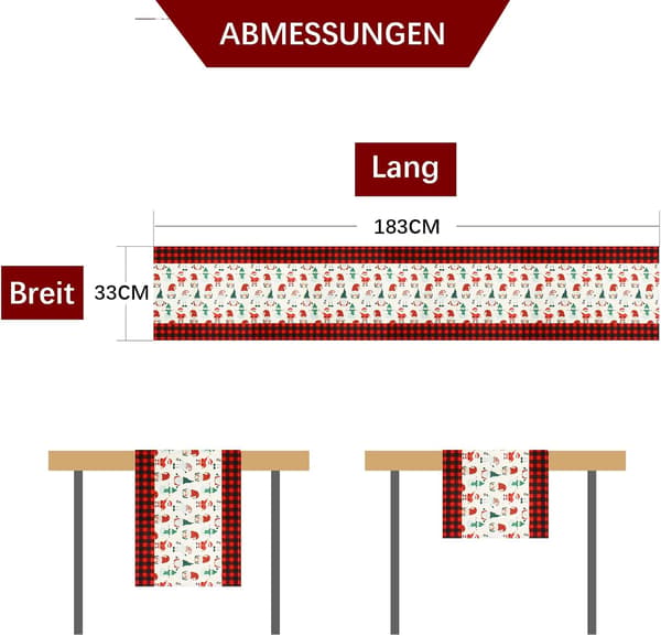 JULEBORDSLØBERDEKORATION 33x183cm JULEMAND