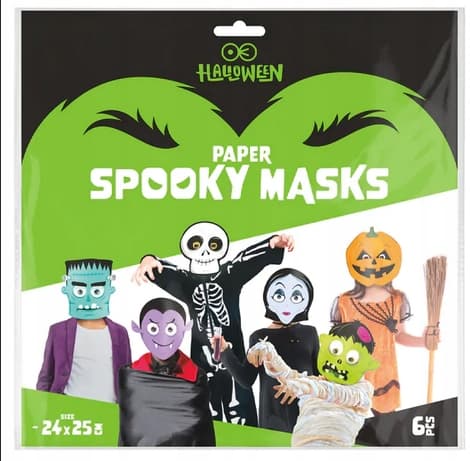 Halloween-monstre papirmasker 24x23cm 6 stk.