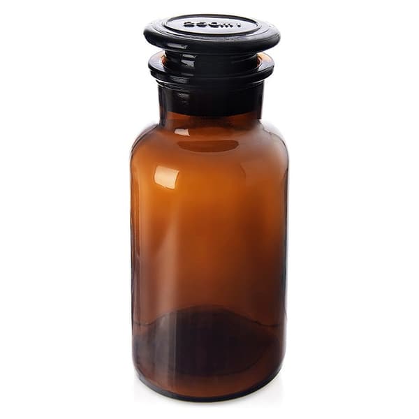 Glaskontainer til fødevarer brun med kork og bred hals 250 ml