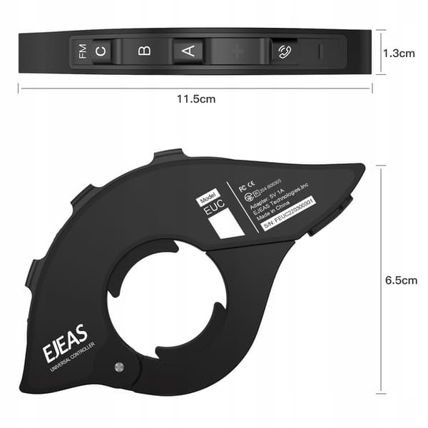 EJEAS BLUETOOTH Motorcykelstyre Intercom Fjärrkontroll
