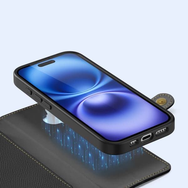 Dux Ducis Lawa Læder Taske til iPhone 16 - Sort