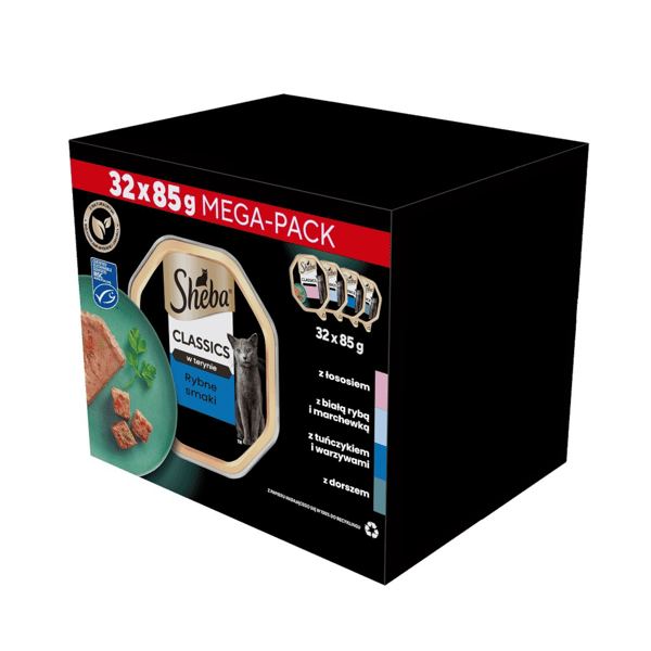 Våtfoder för katter SHEBA Mega Pack med fisksmak Tray 32x85g