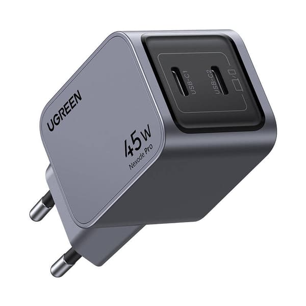 Ugreen Nexode Pro 45W Vægoplader, 2x USB-C (Grå)