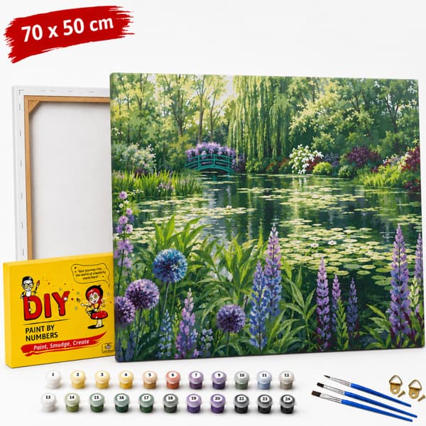Måla efter siffror med ram Monets trädgård i Giverny 50x70 cm