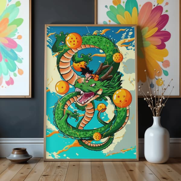 Dragon Ball maling efter tal med ramme 50x70 cm