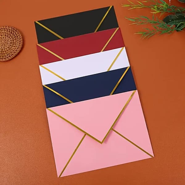 Elegant sort kuvert med guld 18x13,5cm 50 stk.