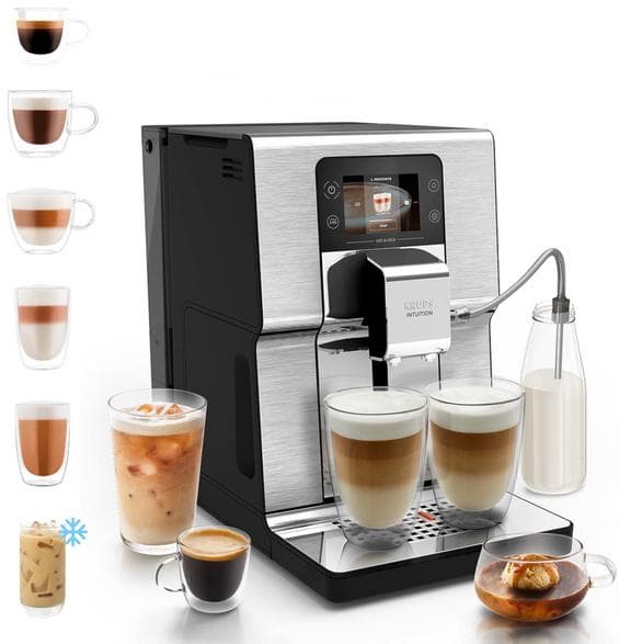 KRUPS EA879EE0 Intuition Experience varm och kall silverfärgad espressomaskin