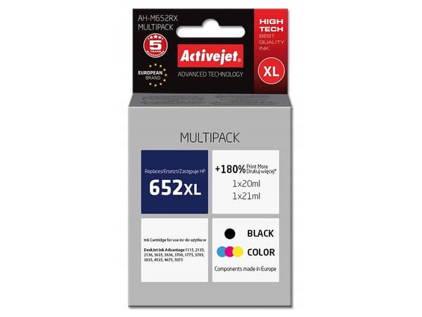 Activejet-erstatningsblæk til HP 652 F6V25/F6V24