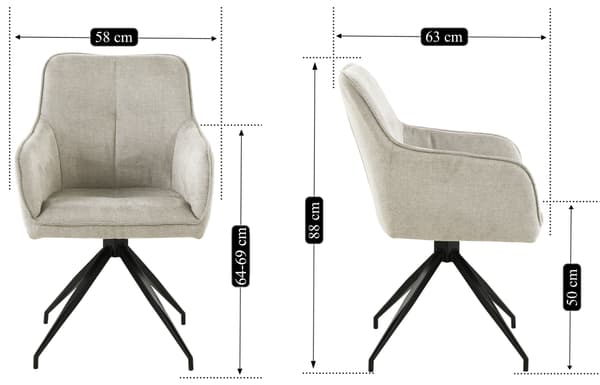 ASTER polstret drejestol, lys beige stof