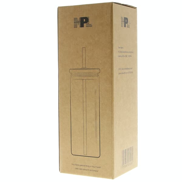 MUGG GLAS FLASKA FLASKA MED STRÅ 600ml GLAS