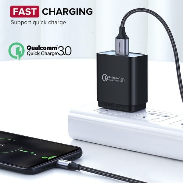 UGREEN US290 USB til Micro USB-kabel QC 3.0 2.4A 1.5m (sort)