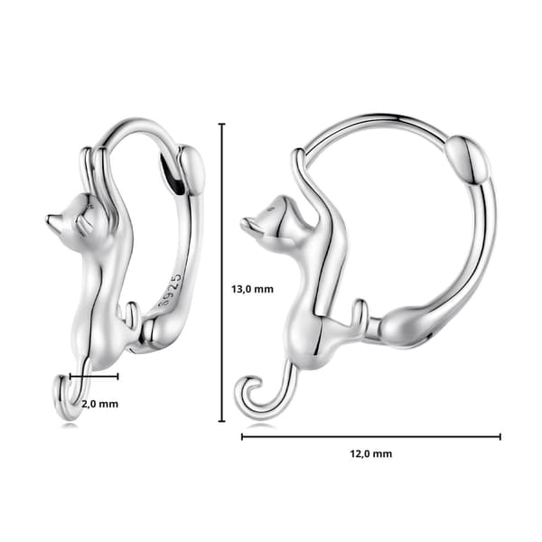 Katt silverörhängen, 925 silverspännen