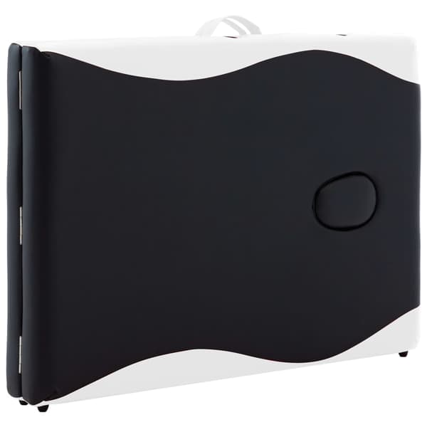 vidaXL foldbart massagebord, 2-zoner, træ, sort og hvid