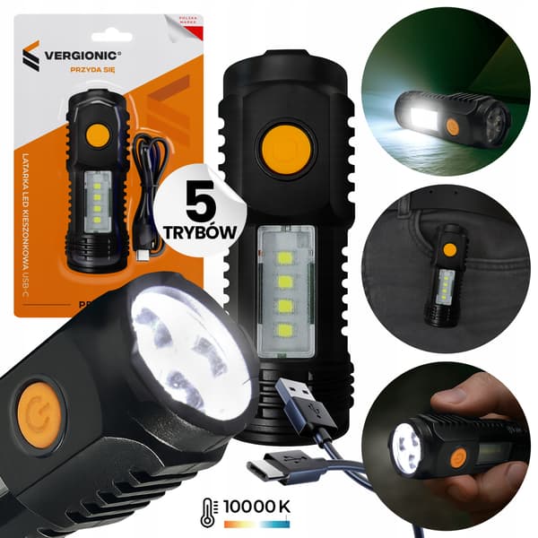Miniature lommelygte med LED-stik, USB-C